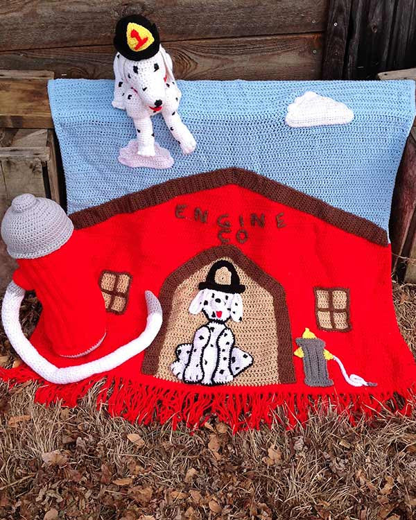 SALE-MM--Fire House with newest Dog Afghan