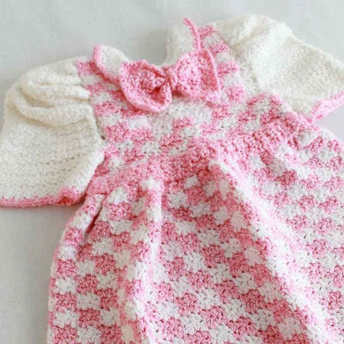 pink crochet baby dress