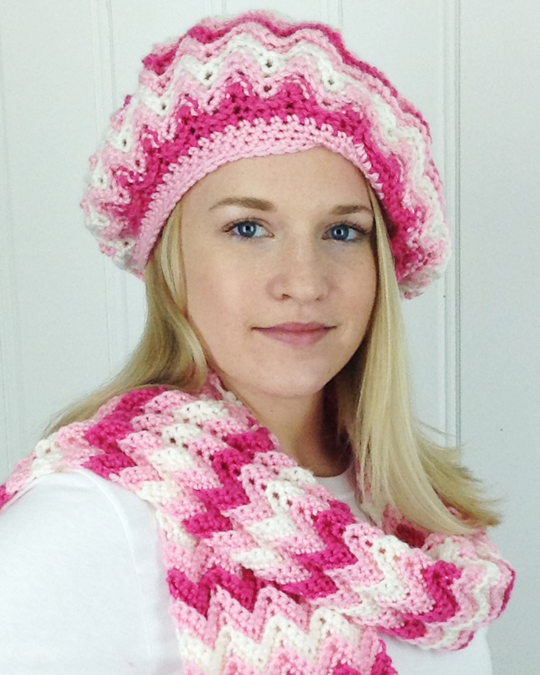 Vintage Ripple Hat, Scarf, Cowl & Fingerless Mittens Crochet Pattern