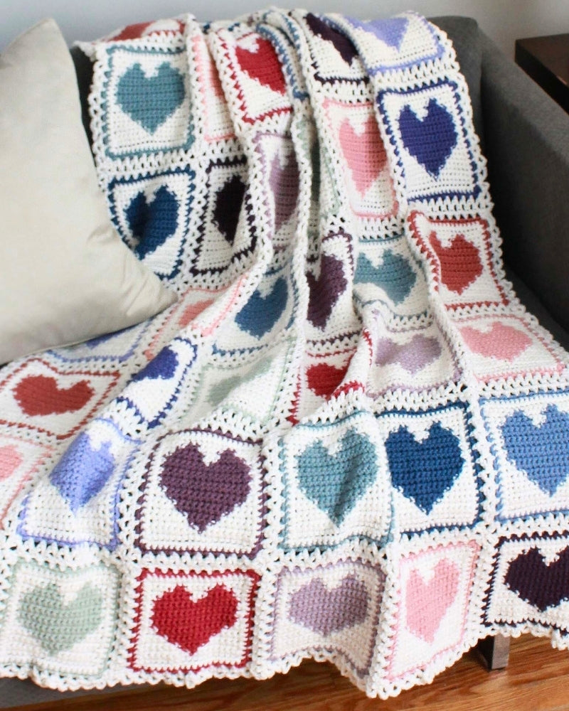 Scrap Hearts Afghan Crochet Pattern