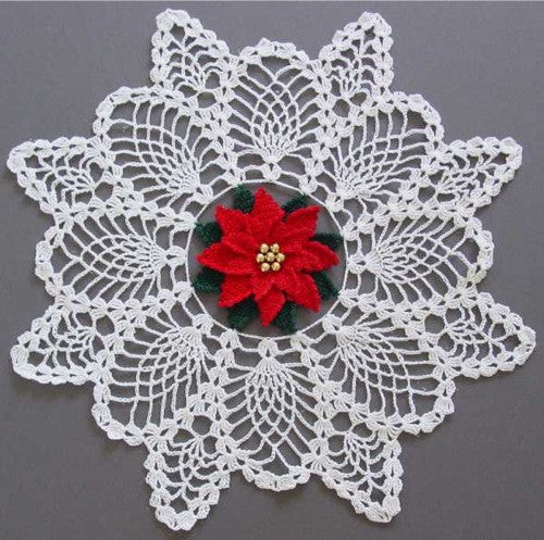 Poinsettia Pineapple Doily Crochet Pattern - Maggie's Crochet