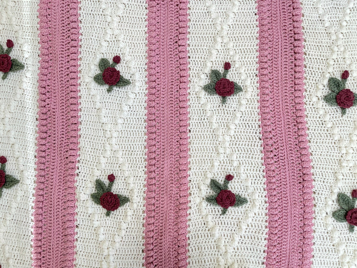 Vintage Diamond Rose Afghan Crochet Pattern