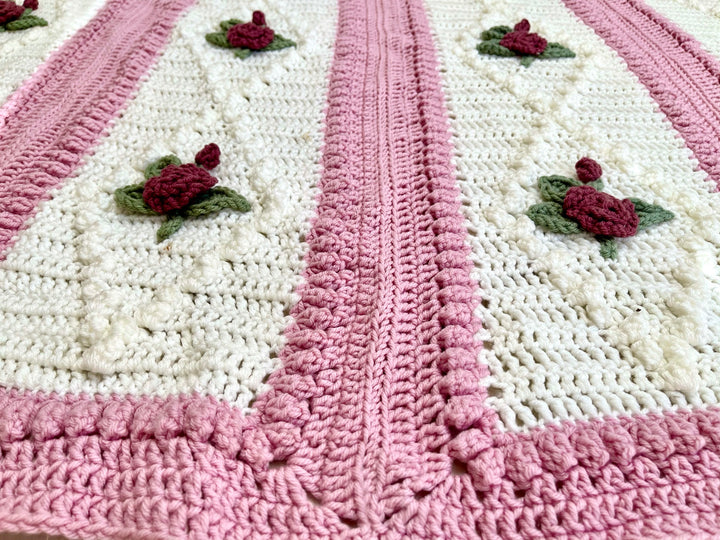 Vintage Diamond Rose Afghan Crochet Pattern