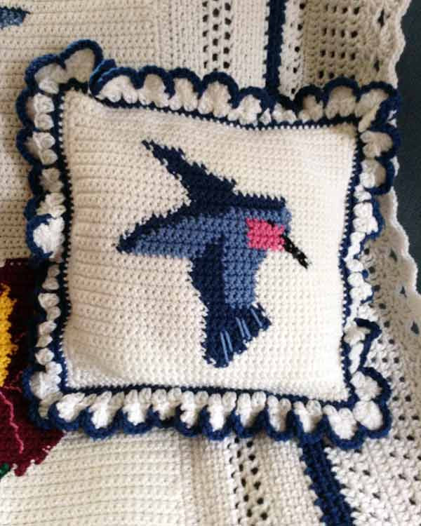 Hummers and Hibiscus Afghan and Pillows Crochet Pattern - Maggie's Crochet