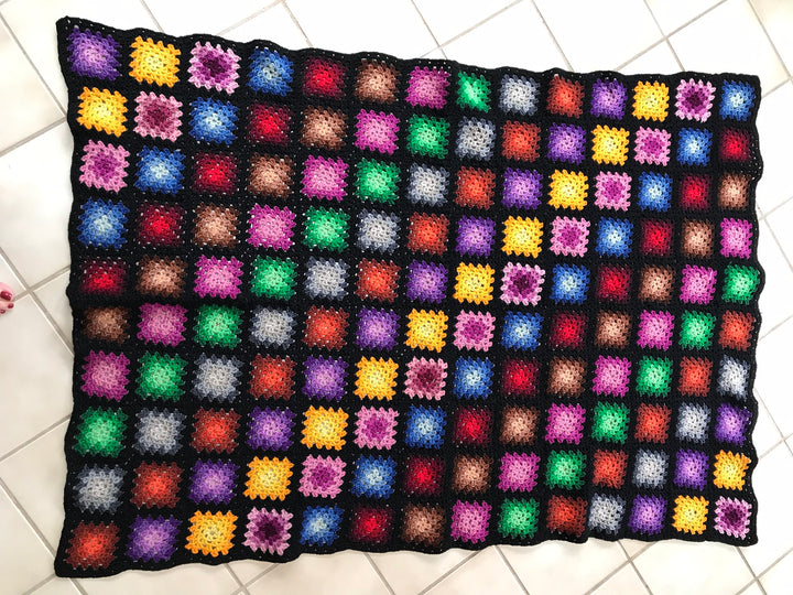 Crochet Pattern Granny Square Vintage Afghan Stained Glass - Maggie's Crochet