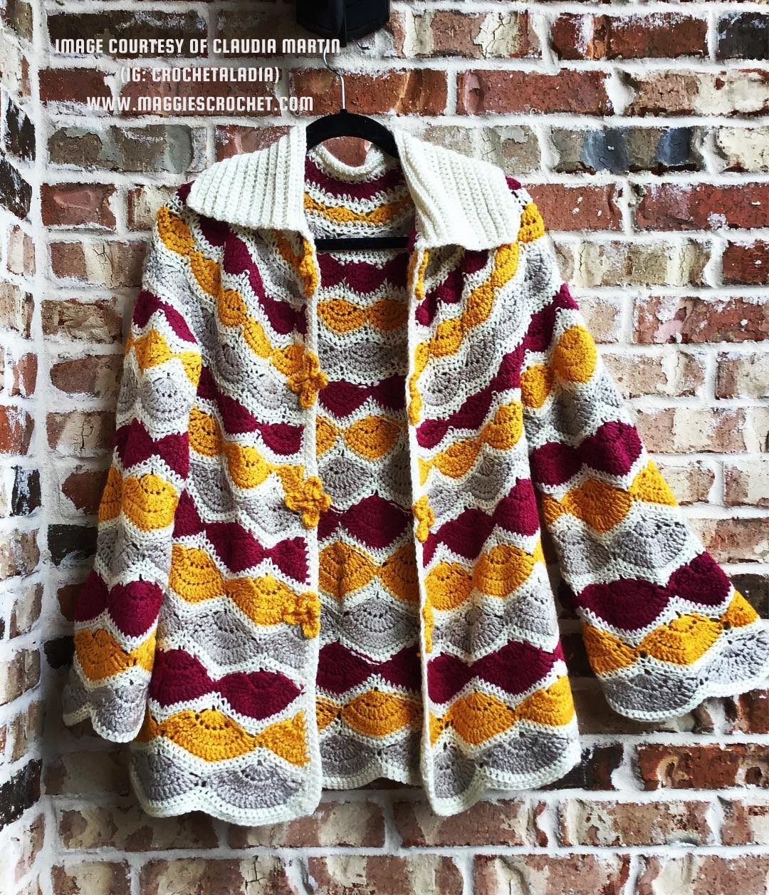 Vintage Shell Stitch Sweater Jacket Crochet Pattern