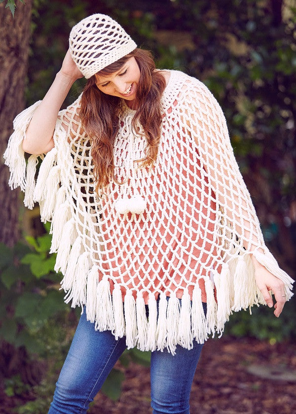 Hippie Boho Poncho & Cap Crochet Pattern - Maggie's Crochet