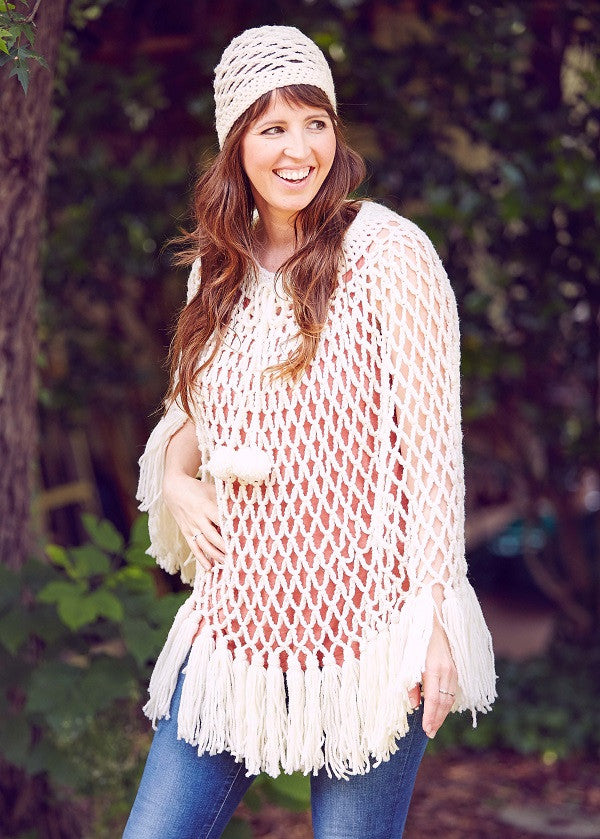 Hippie Boho Poncho & Cap Crochet Pattern - Maggie's Crochet