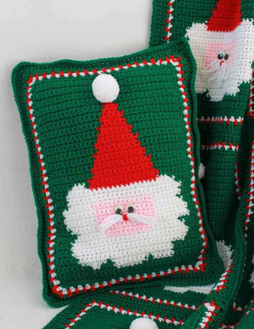 Jolly Santa Afghan and Pillow Crochet Pattern - Maggie's Crochet