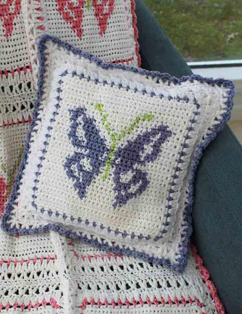 Butterfly Afghan and Pillow Set Crochet Pattern - Maggie's Crochet