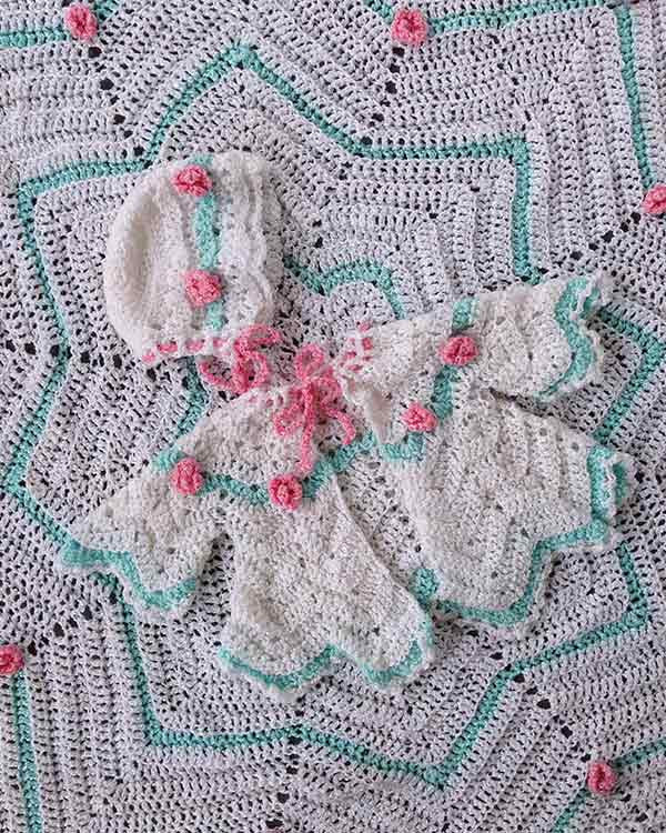 Rosebud Ripple Layette Crochet Pattern - Maggie's Crochet