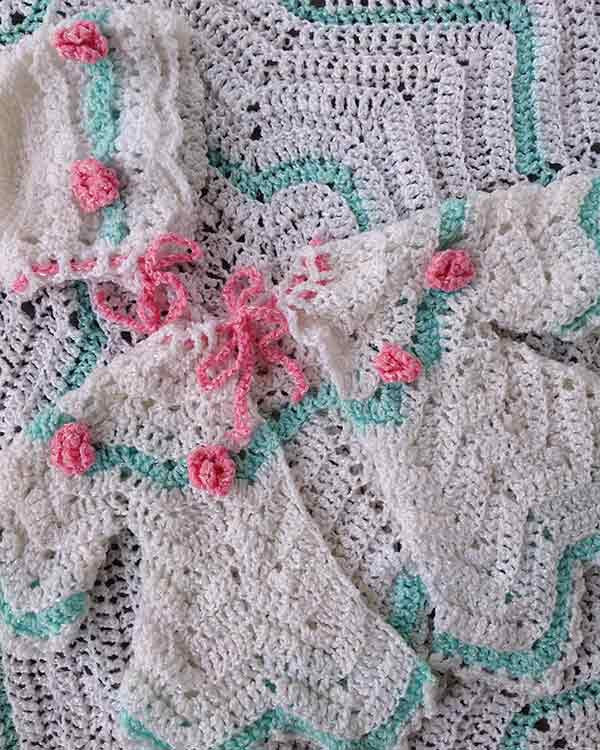 Rosebud Ripple Layette Crochet Pattern - Maggie's Crochet