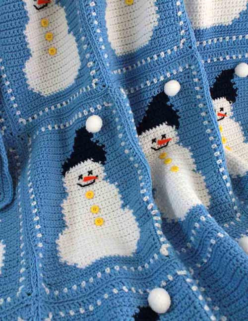 Snowman Afghan and Pillow Crochet Pattern - Maggie's Crochet