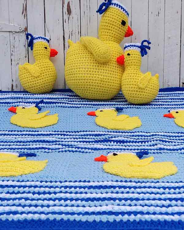 Sailing Duckies Afghan, Pillow and Toy Crochet Patterns - Maggie's Crochet