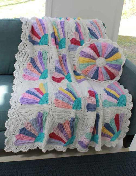 Scrap Fan Afghan and Pillow Crochet Pattern– Maggie's Crochet