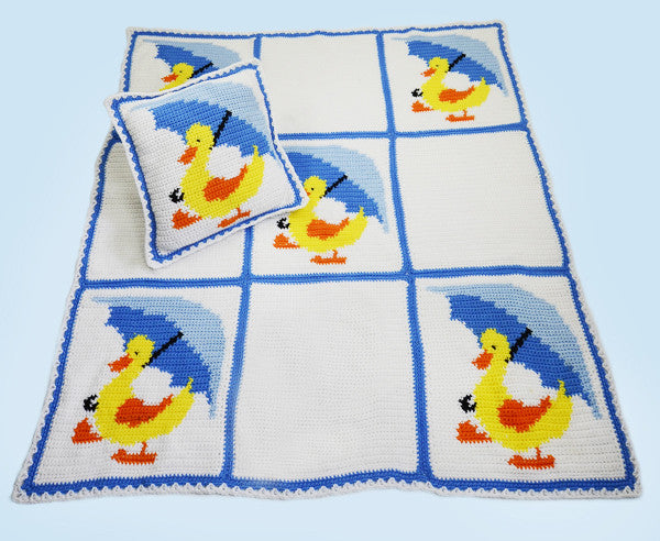 Little Ducky Duddle Afghan and Pillow Crochet Pattern - Maggie's Crochet