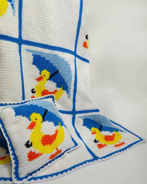 Little Ducky Duddle Afghan and Pillow Crochet Pattern - Maggie's Crochet