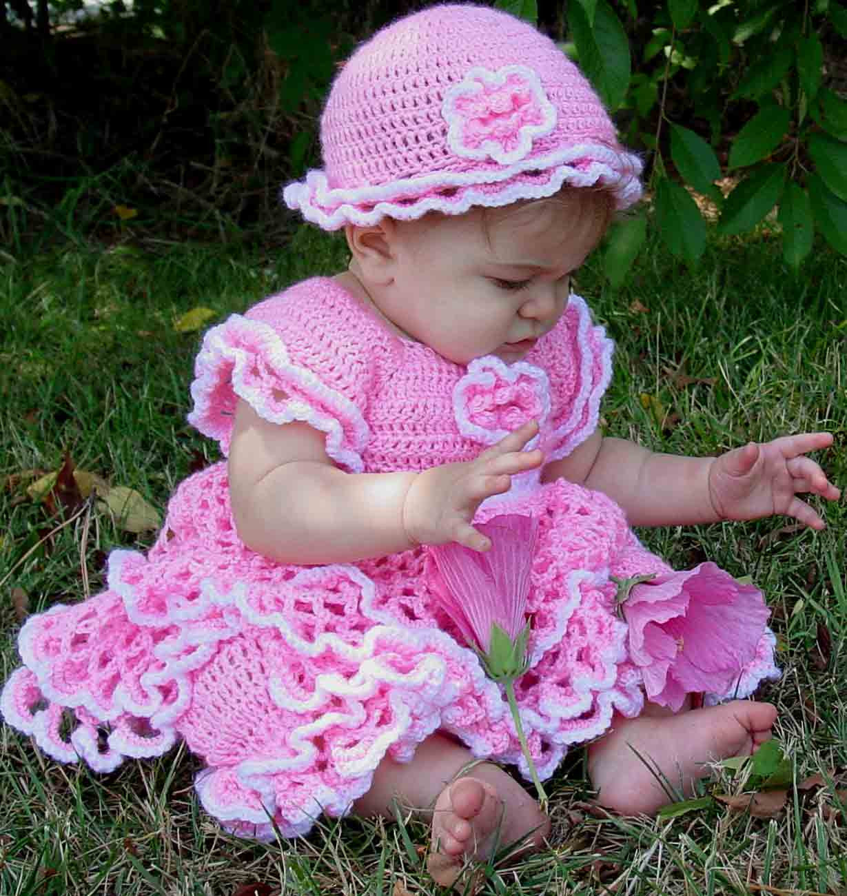 Crocheted baby girl store set