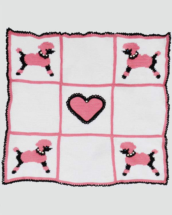 Poodles and Hearts Afghan and Pillows Crochet Pattern - Maggie's Crochet