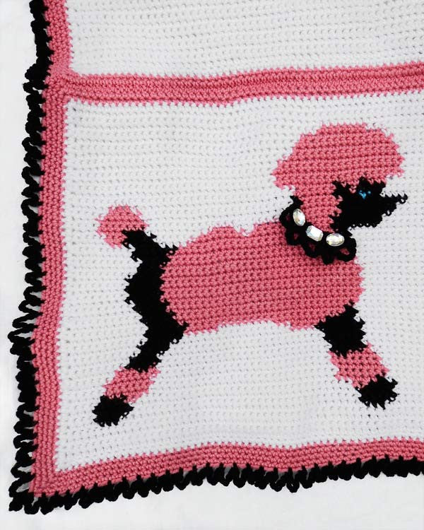 Poodles and Hearts Afghan and Pillows Crochet Pattern - Maggie's Crochet