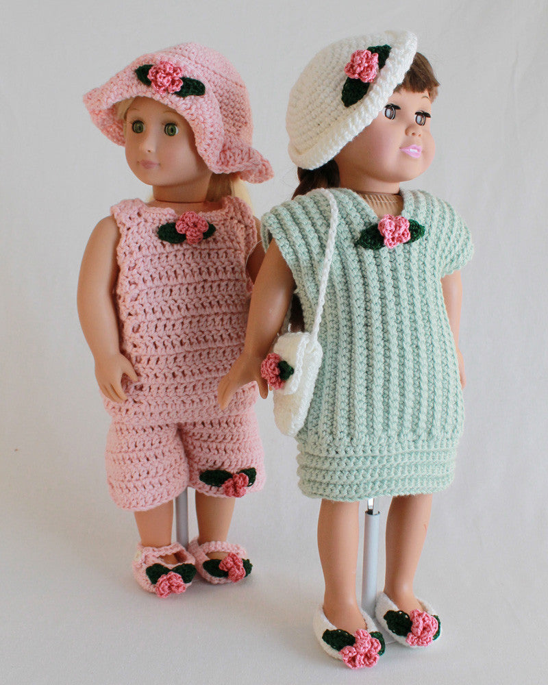 18" Doll Summer Outings Outfits Crochet Pattern - Maggie's Crochet