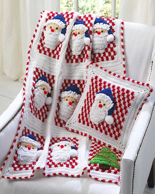 Santa Afghan Wall Hanging and Pillow Crochet Pattern - Maggie's Crochet