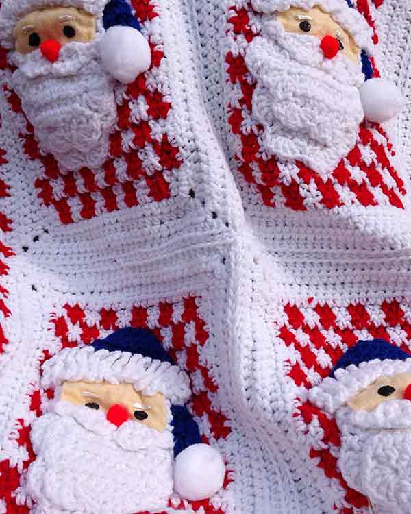 Santa Afghan Wall Hanging and Pillow Crochet Pattern - Maggie's Crochet