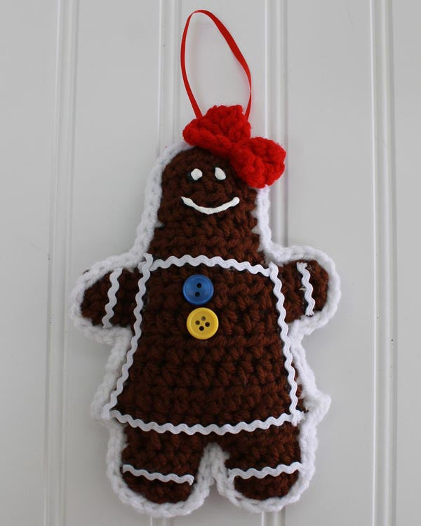 Gingerbread Christmas Tree Ornaments Crochet Pattern - Maggie's Crochet