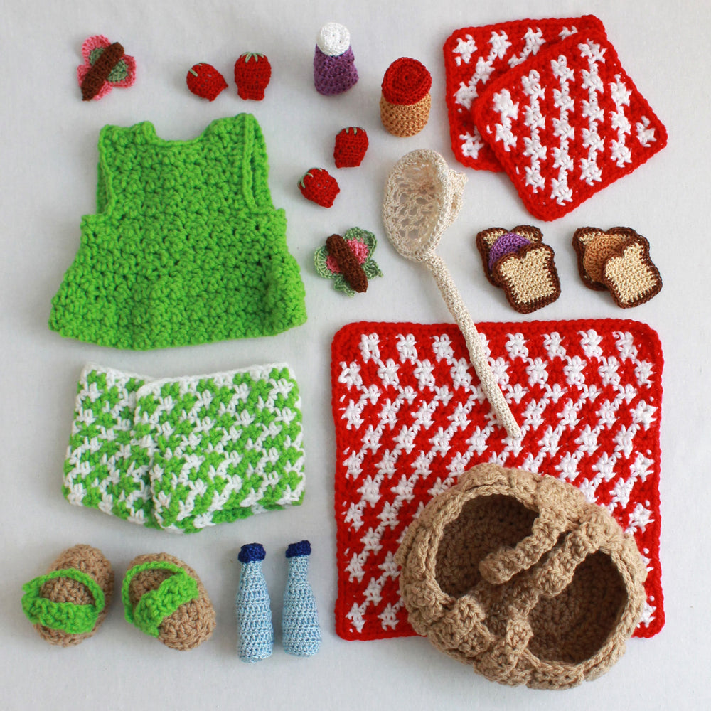 18" Doll Picnic Fun Set Crochet Pattern - Maggie's Crochet