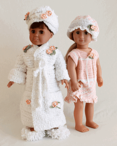 18" Dolls Bella & Bridget's Bedtime Set Crochet Pattern - Maggie's Crochet