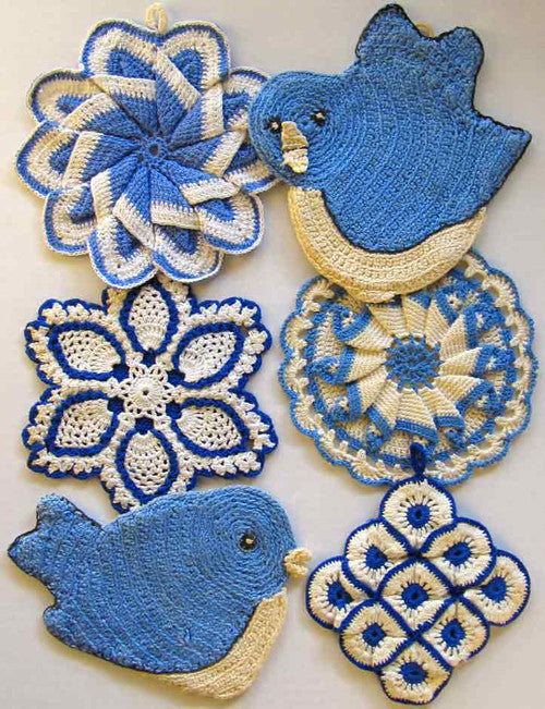 Vintage Blues Potholder Crochet Pattern - Maggie's Crochet