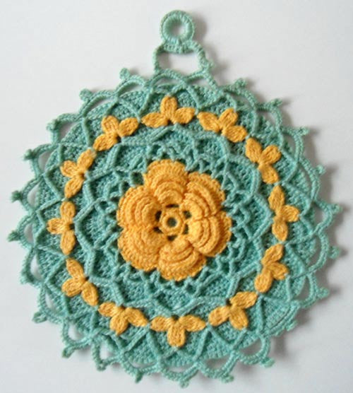 Vintage Blue & Yellow Potholder Crochet Patterns - Maggie's Crochet