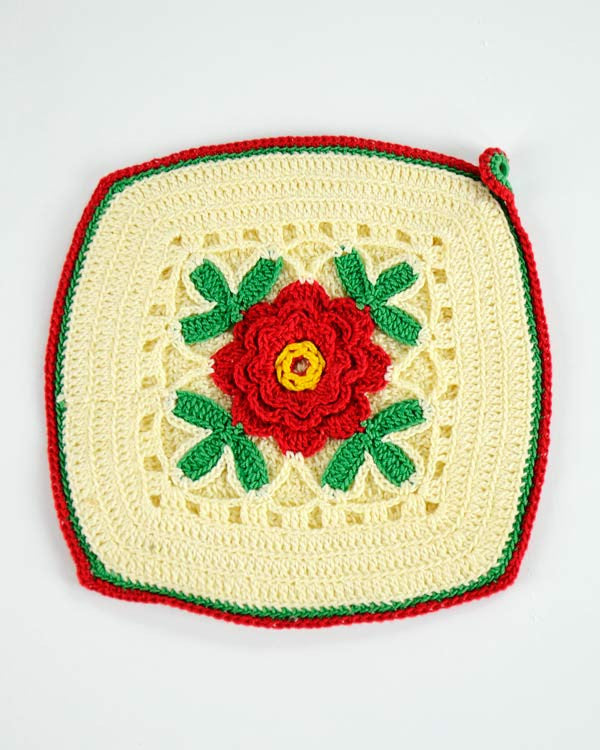 Vintage Red Rose Potholders Crochet Pattern - Maggie's Crochet