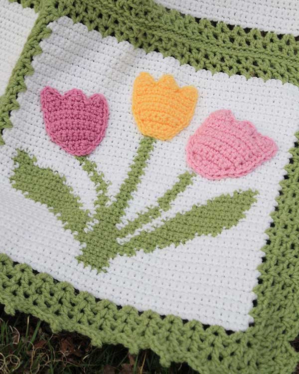 Tulip Afghan and Pillow Set Crochet Pattern - Maggie's Crochet