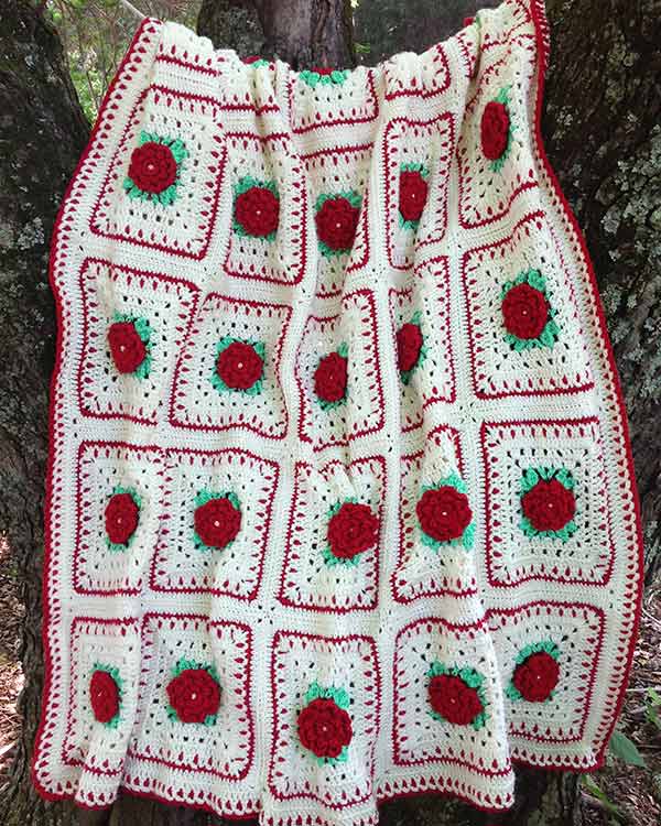 Christmas Rose Afghan & Pillow Set Crochet Pattern