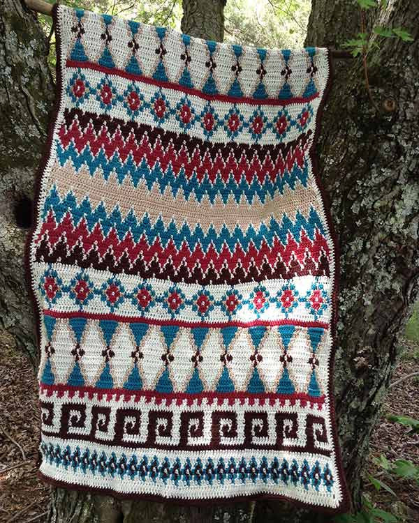 Aztec Afghan & Pillow Set Crochet Pattern - Maggie's Crochet