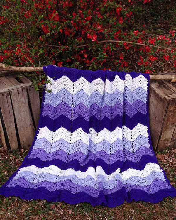 Purple Mountains Majesty Ripple Afghan Crochet Pattern - Maggie's Crochet