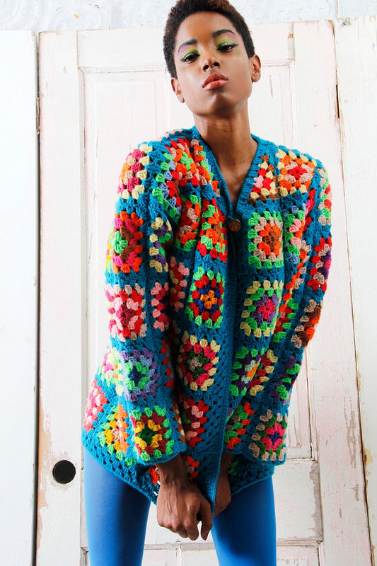 Crochet Pattern Granny Square Vintage Sweater Jacket - Maggie's Crochet