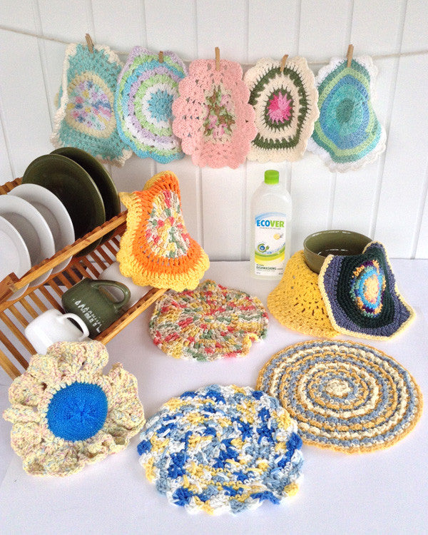 Dishcloths In The Round Crochet Pattern Set - Maggie's Crochet