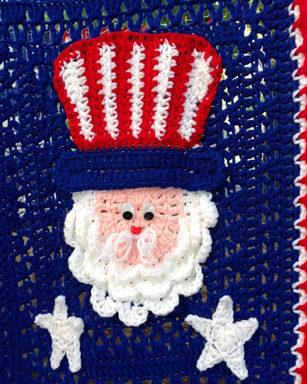 4th of July Uncle Sam Afghan & Pillow Set Crochet Pattern - Maggie's Crochet