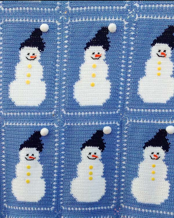 Snowman Afghan and Pillow Crochet Pattern - Maggie's Crochet